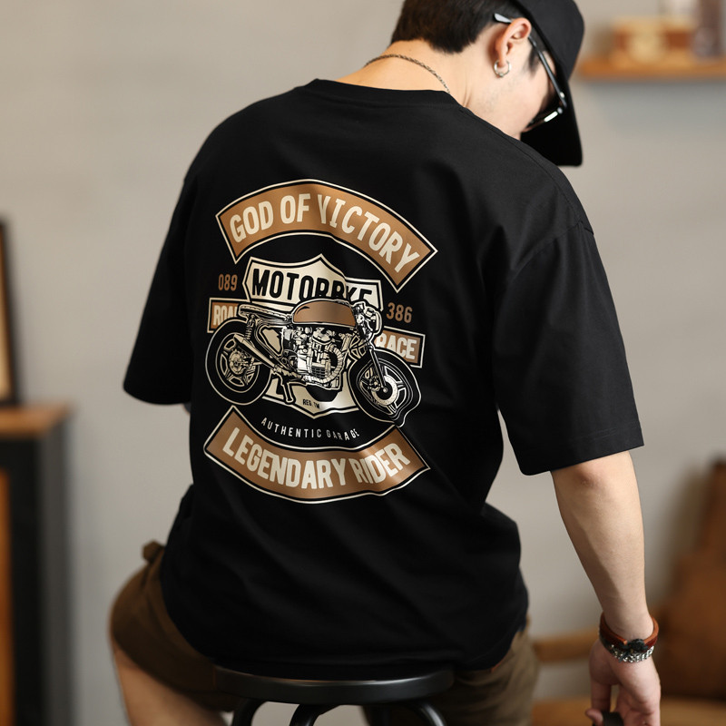 [Kaos Distro Pria] Kaos T-shirt pria katun murni gaya Amerika musim panas baru lebar longgar merek m