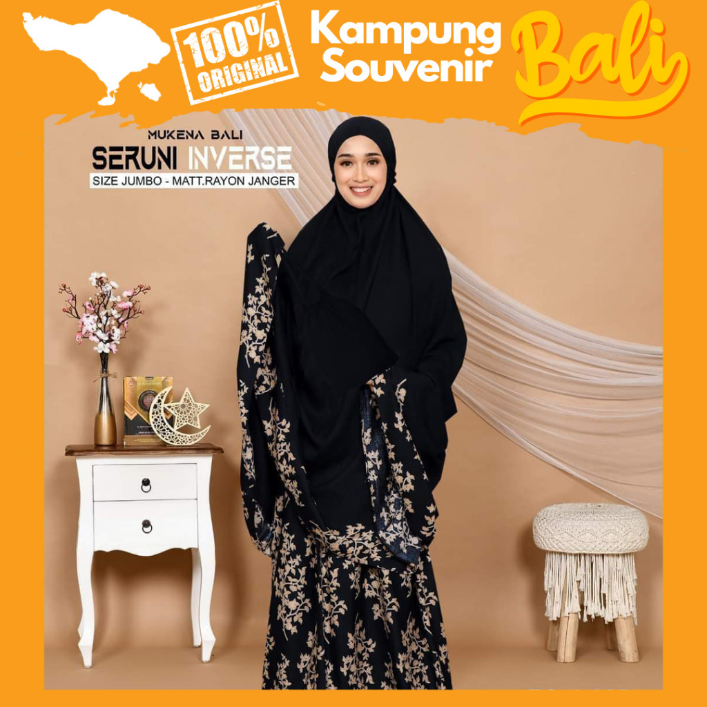 Mukena Bali Asli Bali Adem Premium Jumbo Dewasa Motif Bunga Mukena SerunI Inverse/Terbaru