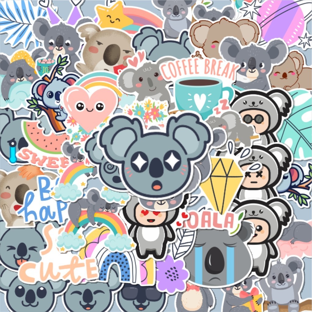 

100PCS Lucu Sticker Hewan Koala Stiker Aesthetic Stiker Anti Air Stikers Berperekat Waterproof sticker decal buat Motor Helm Buku Journal Koper Casing HP Laptop Botol Minum Hadiah anak