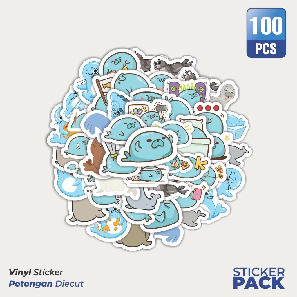 

Stiker Vinyl Singa Laut Waterproof Aesthetic- Untuk Laptop, Motor, dan Helm - Paper Stationery Pack
