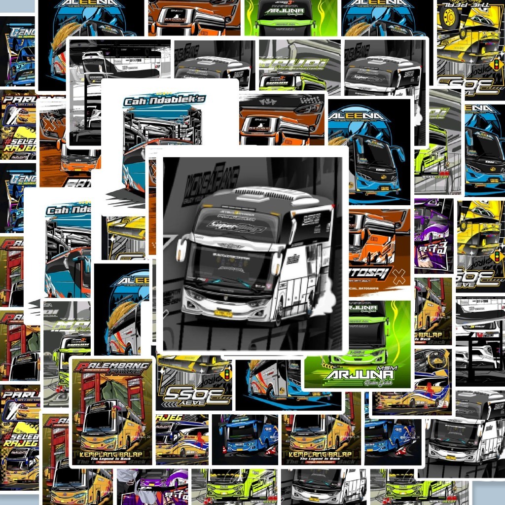 

100PCS Lucu Stiker Bus Sport Racing Indonesia Stiker Aesthetic Stiker Anti Air Stikers Berperekat Waterproof sticker decal buat Motor Helm Buku Journal Koper Casing HP Laptop Botol Minum Hadiah anak