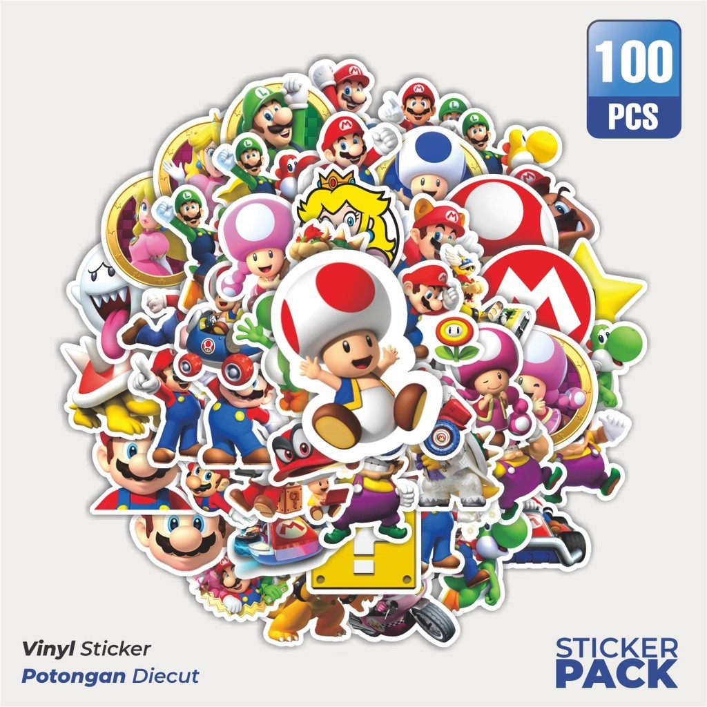 

Stiker Vinyl Stiker Kartun Mario Bros Waterproof Aesthetic- Untuk Laptop, Motor, dan Helm - Paper Stationery Pack