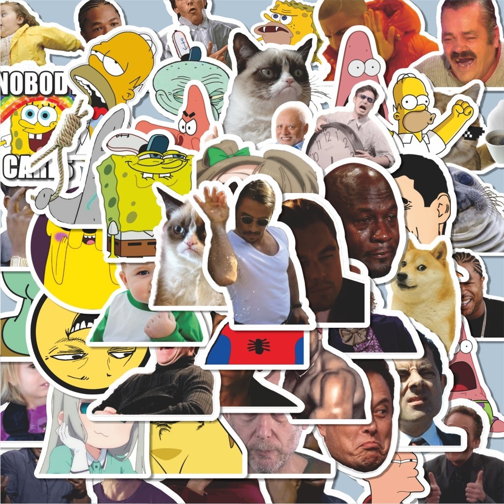 

100PCS Lucu Stiker Random Meme Funny Stiker Aesthetic Stiker Anti Air Stikers Berperekat Waterproof sticker decal buat Motor Helm Buku Journal Koper Casing HP Laptop Botol Minum Hadiah anak