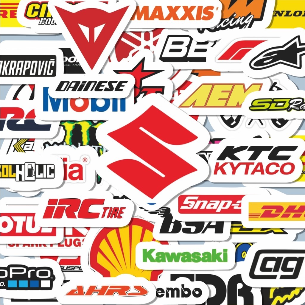 

100PCS Lucu Stiker Logo - Logo Motor Stiker Aesthetic Stiker Anti Air Stikers Berperekat Waterproof sticker decal buat Motor Helm Buku Journal Koper Casing HP Laptop Botol Minum Hadiah anak