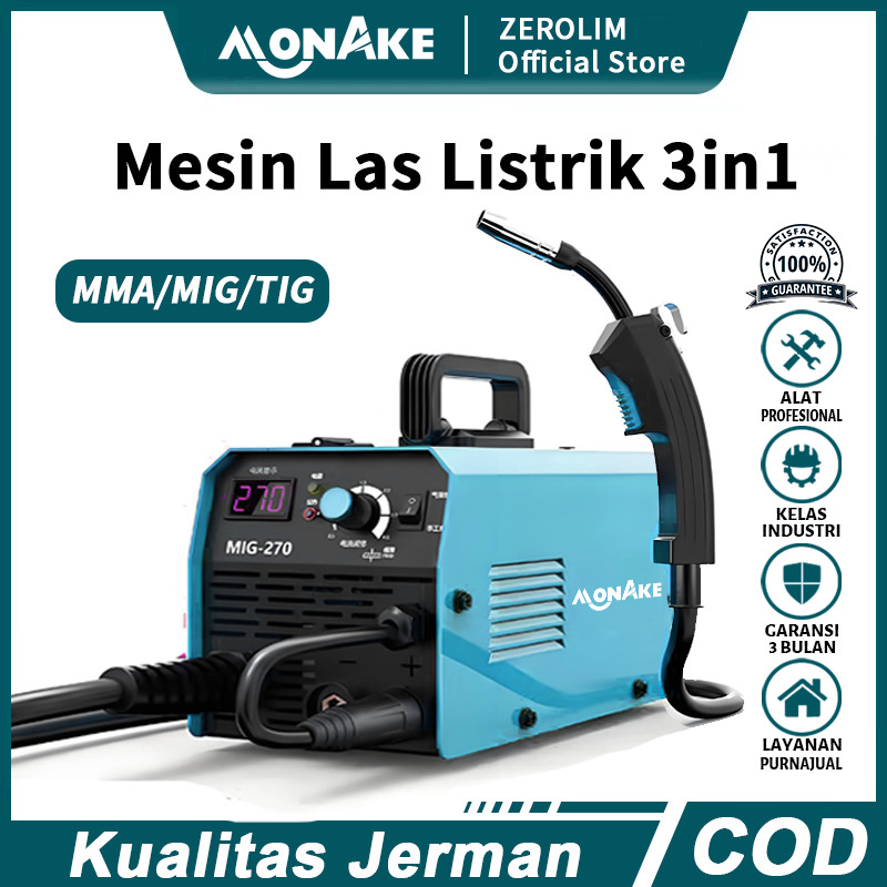 MONAKE JERMAN Mesin Travo Las Listrik  MIG 150A Inventer  Welding Machine listrik 450 watt MMA 120A 