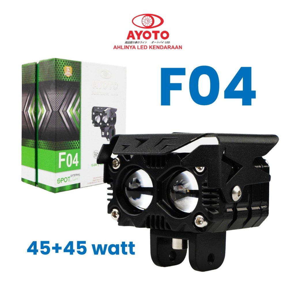 LAMPU TEMBAK/ LAMPU SOROT LAMPU LASER AYOTO F04 2MATA 45WATT 2 WARNA PUTIH KUNING MOTOR MOBIL