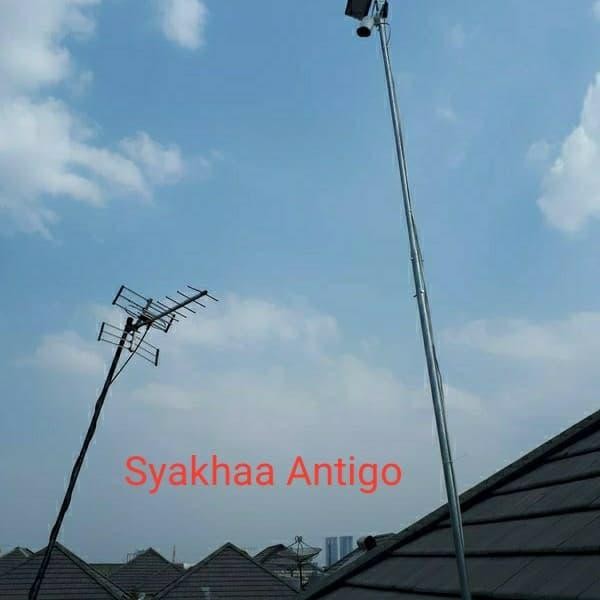 Tiang Antena TV ANTIGO Anti Goyang 600cm dengan Bahan Besi Galvanis