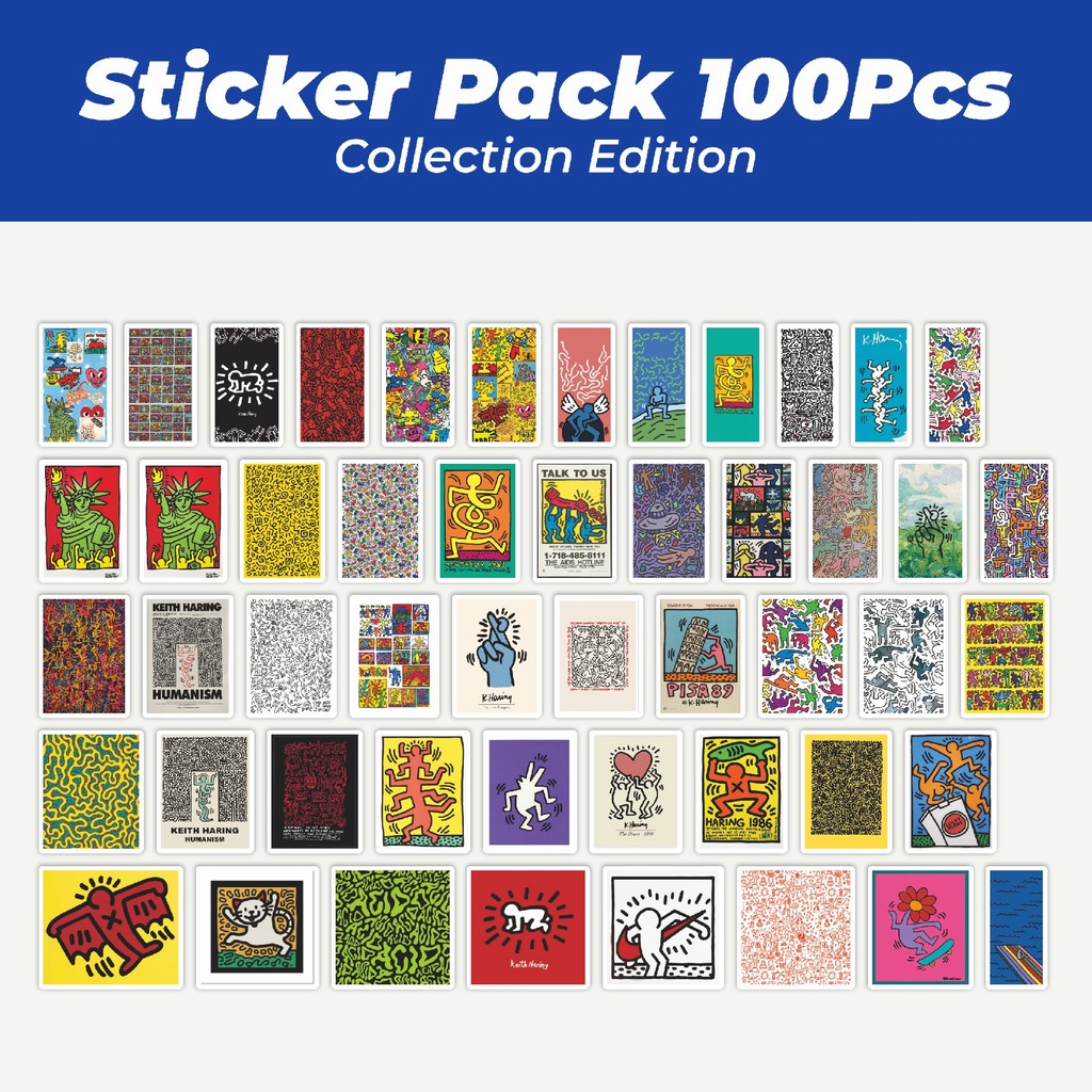 Hot Stiker Lukisan Keith Haring Lucu Anti Air Stikers Berperekat Waterproof Sticker Decal Buat Motor