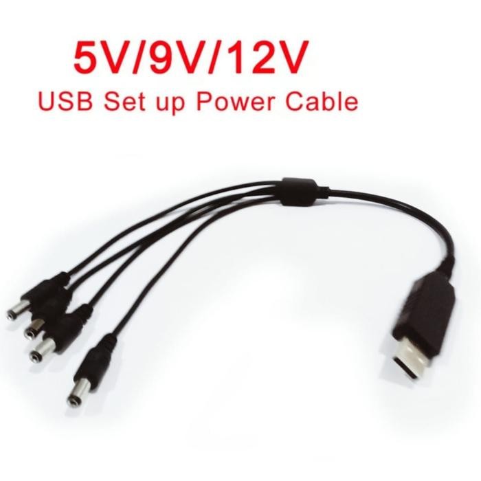 READY kabel dc USB cabang 4 konverter 5v 9v 12v Jack 2.1mm 2.5mm 5.5mm power - cabang 4