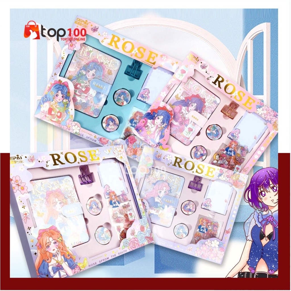

ROSE-6 Paket Jurnal Anak Diary Book Notebook Sticker Plus Paper Clip Journal Book