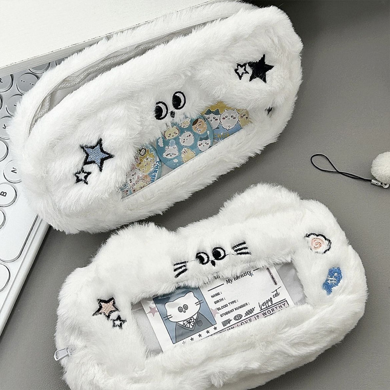 

【New Arrivals】Cute Kitten Puppy Plush Pencil Case Besar Kapacity Roti Pensil Tas Pensil Kosmetik Zipper Kartun Stationery Storage Siswa