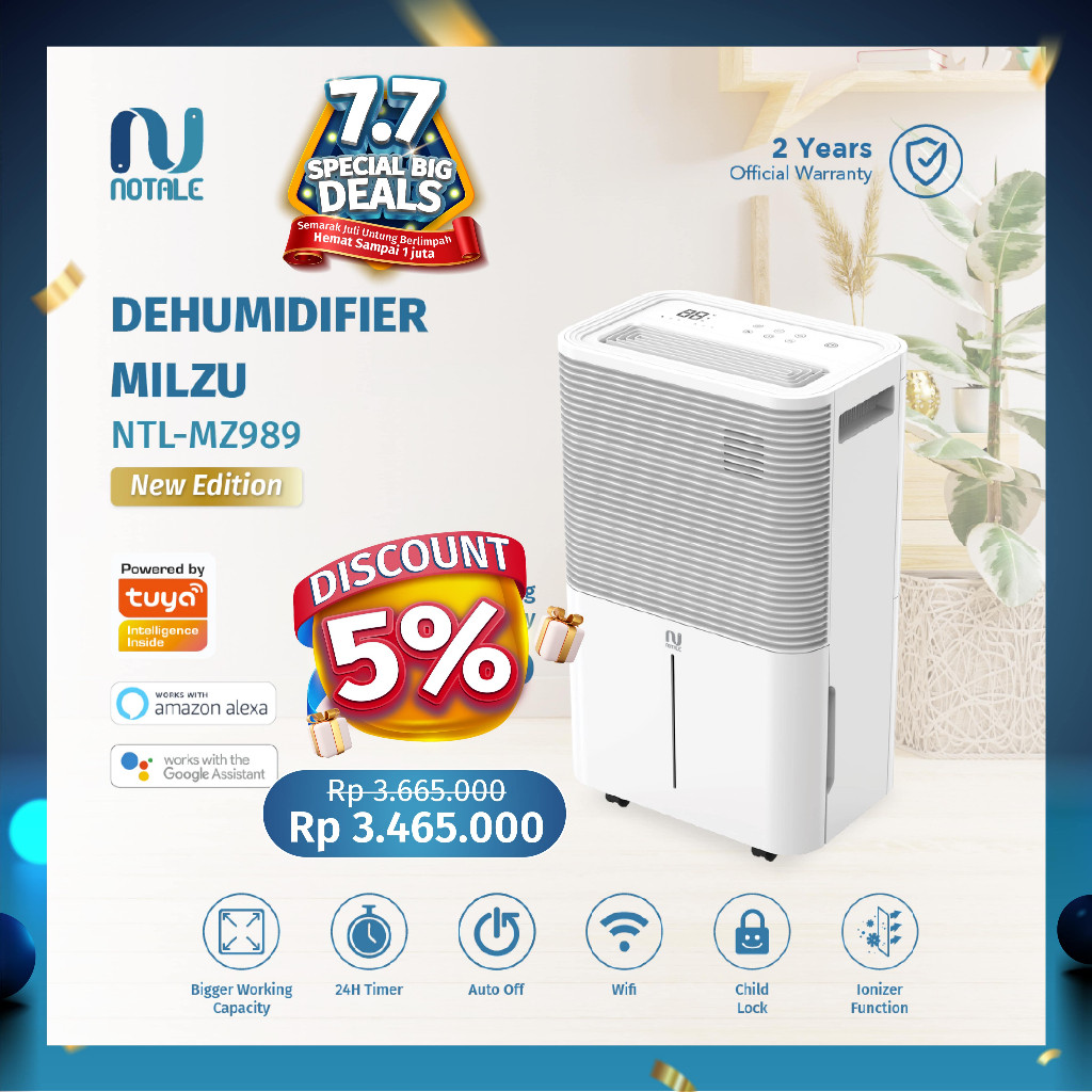 Notale Milzu Dehumidifier Penyerap Lembab Ruangan Air Dehumidifier NTL-MZ989