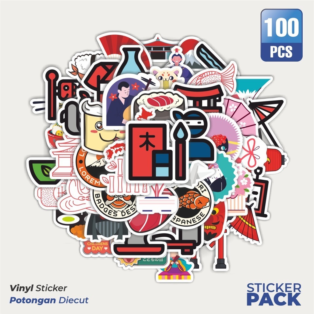

Stiker Vinyl Sticker Element Jepang Stiker Waterproof Aesthetic- Untuk Laptop, Motor, dan Helm - Paper Stationery Pack