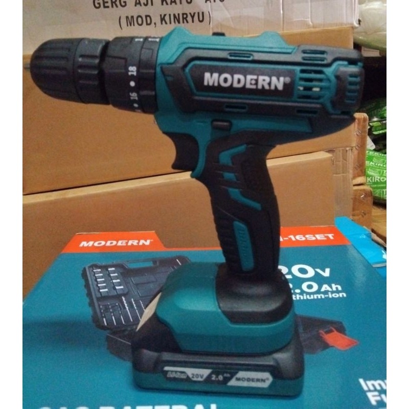MODERN M 16 Drill Set 20V / Mesin Bor Baterai M16 / Cordless Impact