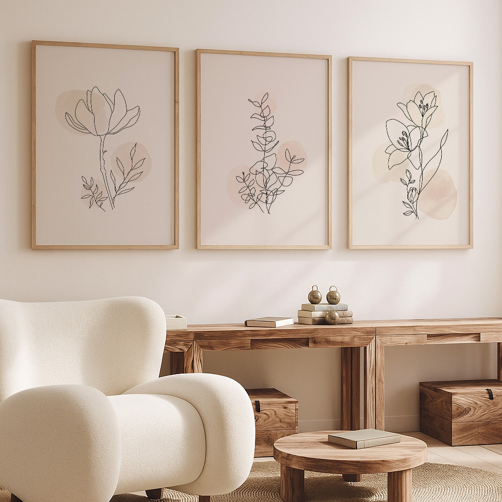 

Minimalist Line Canvas Art Botanical Wall Prints Neutral Floral Posters for Printing Wall Art Picture for Living Room Home Decor