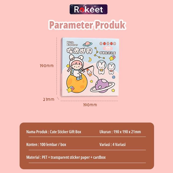 

Rokeet Cute Sticker Gift Box Waterproof Isi 100 pcs Sticker Aesthetic Lucu - Field Trip