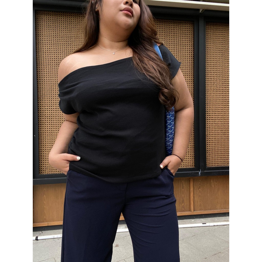 VOYA - PAMELA ONE SHOULDER RIB TOP - BLOUSE JUMBO - BIGSIZE