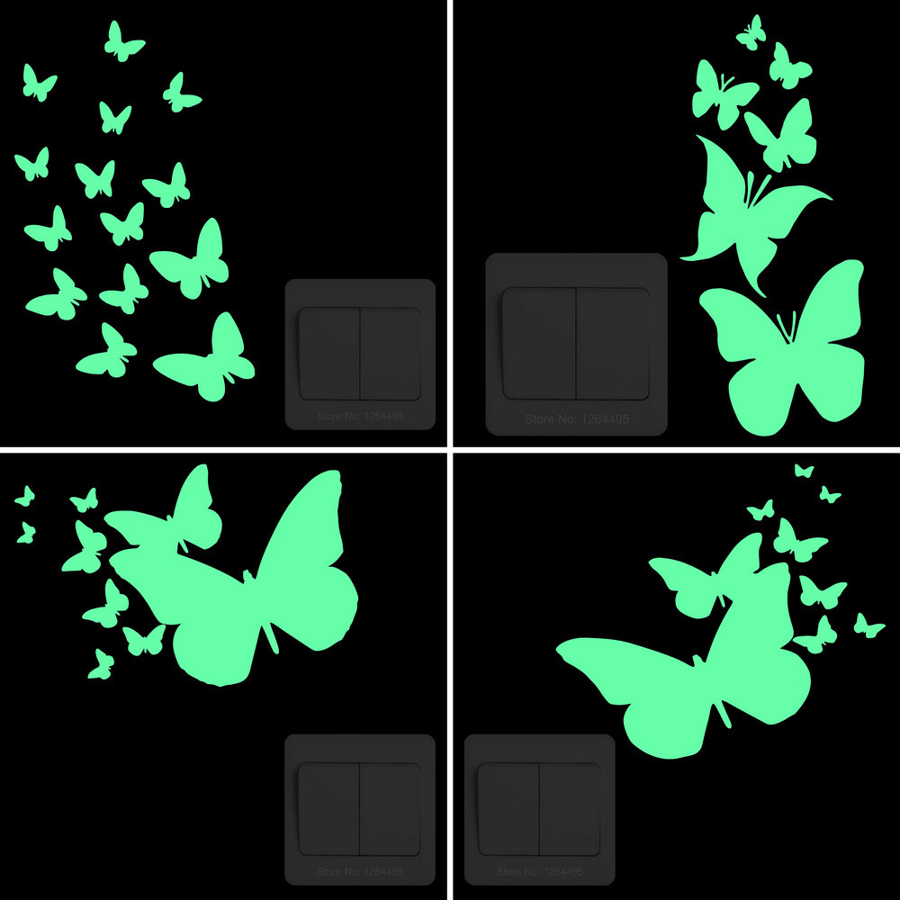 

Butterfly Glow Stickers Kids Room Switch Bedroom Ceiling Livingroom Wall Decoration Laptop Fridge Table Car Window Vinyl Decals
