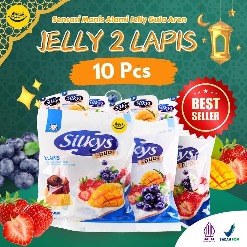

10 PCS SILKYS DUO PUDDING 2 Lapis Rasa Buah dan Gula Aren Enak Food Jelly