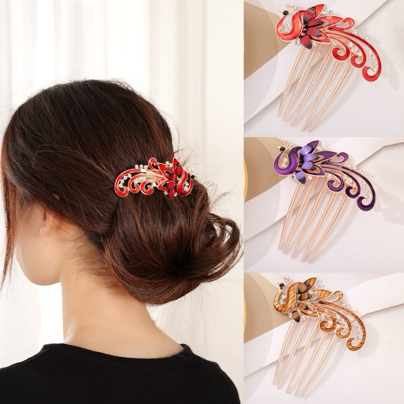 Sirkam Rambut Sanggul Wanita Gigi 7 & 5 Permata Aksesoris Rambut Korea