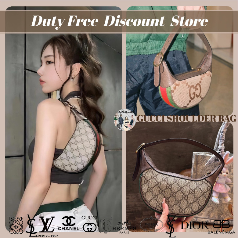 GUCCI Ophidia Mini Moon Bag untuk Tas Jinjing Wanita / Tas Bahu Garansi Dua Tahun Asli 100% Asli