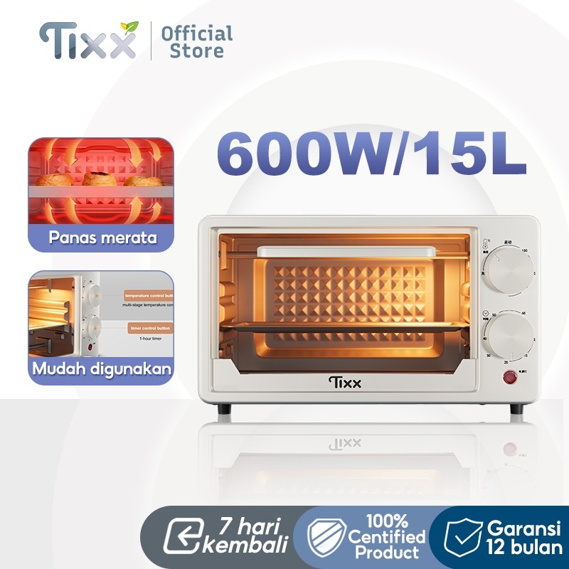 Tixx Oven Listrik Low Watt 600 Watt Kapasitas 15L/30L Pemanggang Roti Breakfast Maker Oven Serbaguna