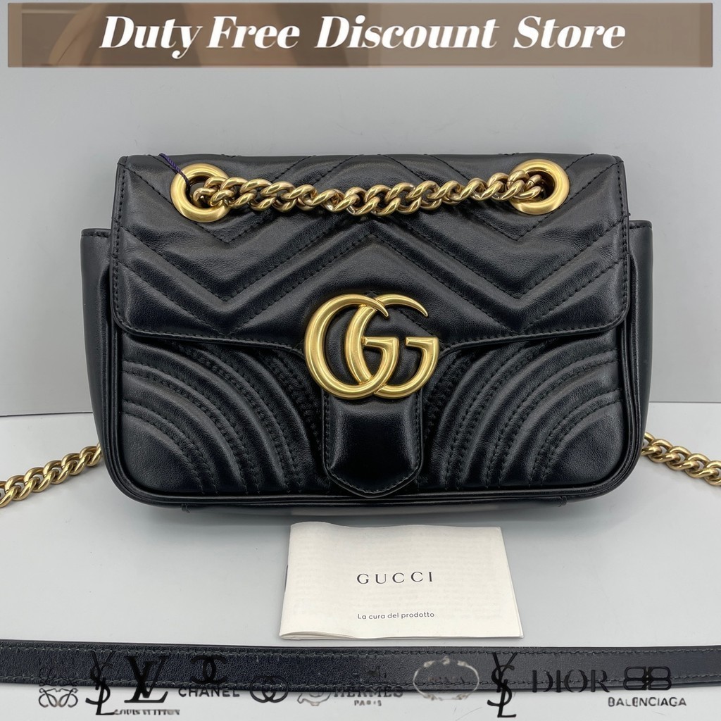 (446744) GUCCI GG Marmont22 Bahu / Membawa / Tas Selempang 22x16x60cm Garansi Dua Tahun Asli