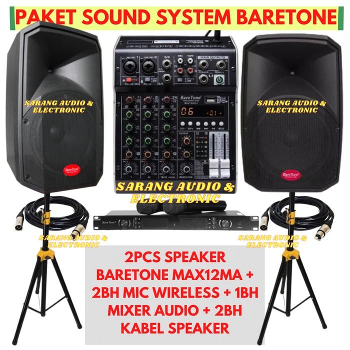 Paket Sound System Outdoor Indoor Baretone 12in 250Wx2 / MAX12MA
