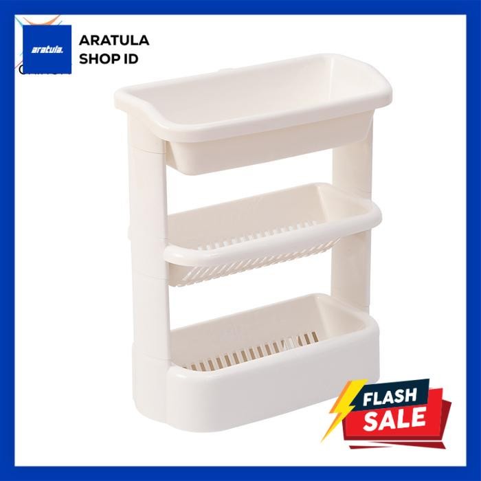 Oxihom Rak Kamar Mandi Rak Sabun Rak Dapur Rak Susun Plastik Rak Bumbu - S56113 Putih 3 Susun