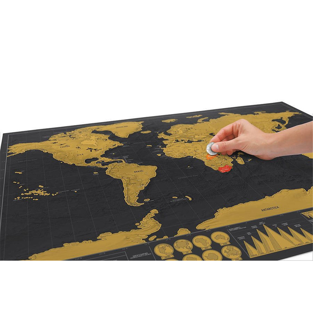 

Markable World Scratch Map Gold Foil Black Scratch Map Scratch Off Foil Layer Coating World Map Luxury Travel Gift 82.5x59.4cm