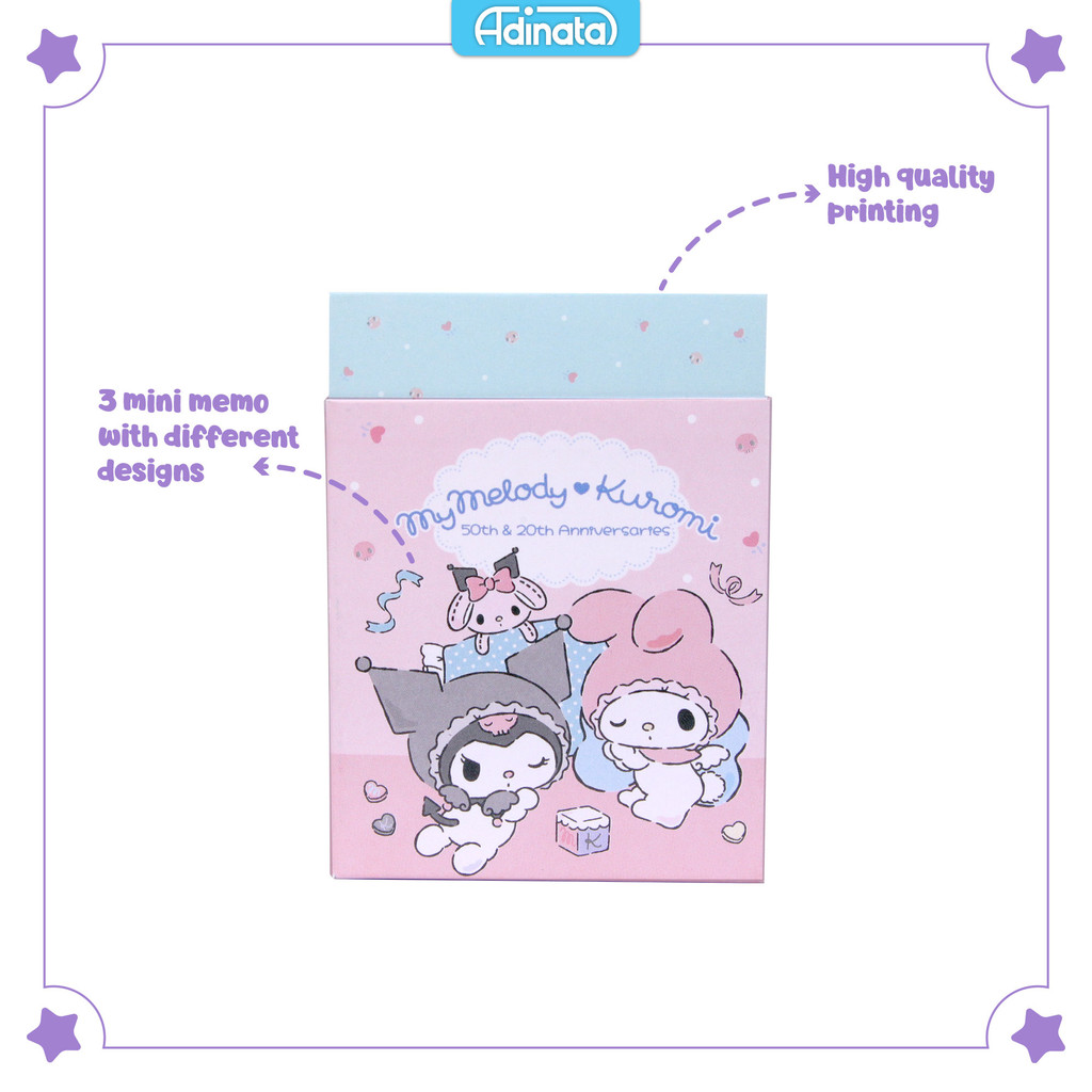 

My Melody Kuromi Mini Notes 3 Pcs (50th & 20th) 2533-4640 / Memo / Notebook - Adinata