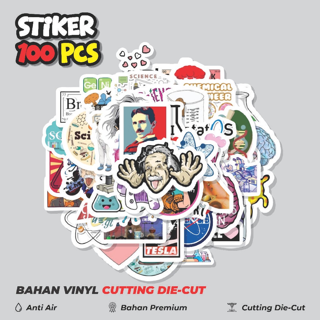 

Terbaru! 50 pcs Stiker Science Art [Sains Seni] Dekorasi Lucu Kreatif untuk Notebook, Skateboard, HP