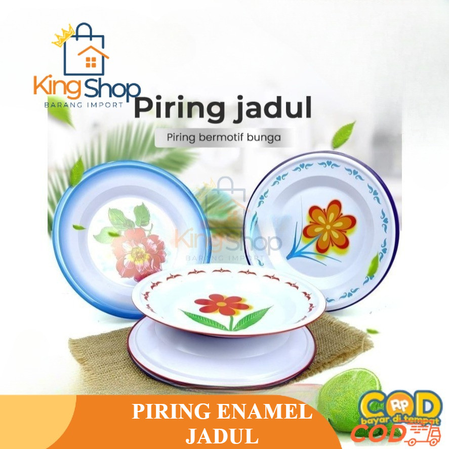 Piring Enamel Bunga Blirik Jadul / Piring Seng Blirik Jadul Diameter 20cm