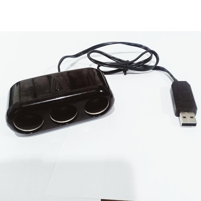 konverter usb to socket kabel sambungan adaptor charger 5v to 12v mobi - USB to 3 socket