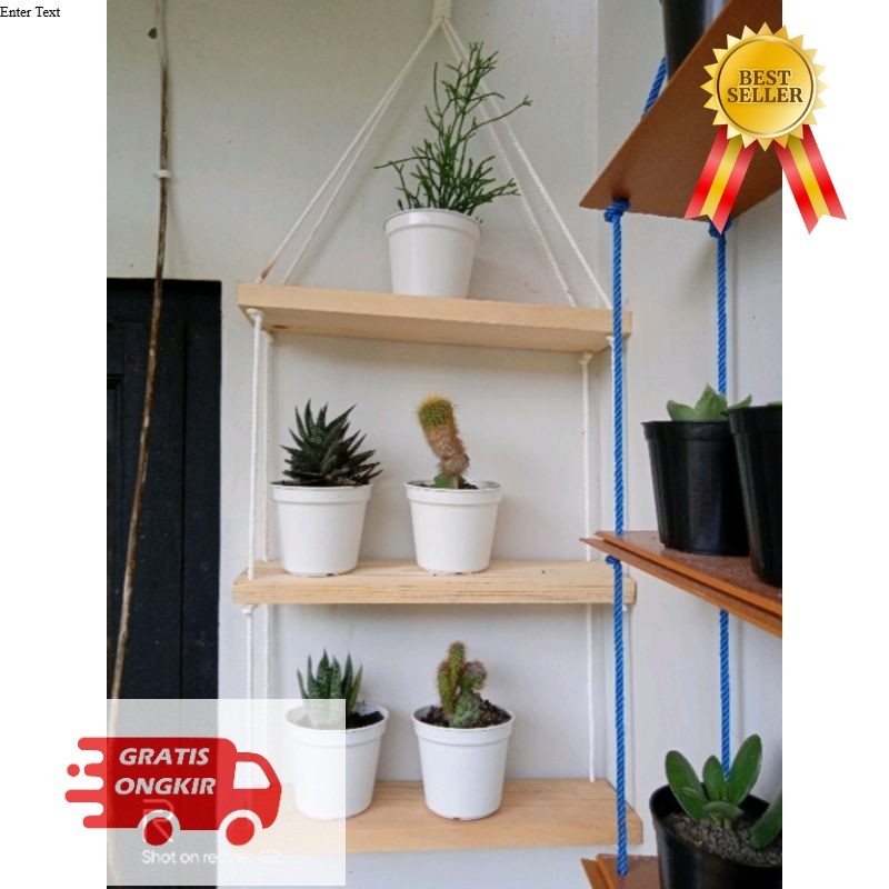 Rak gantung / rak tali / rak serbaguna / rak gantung kayu / rak bunga kayu / ambalan kayu