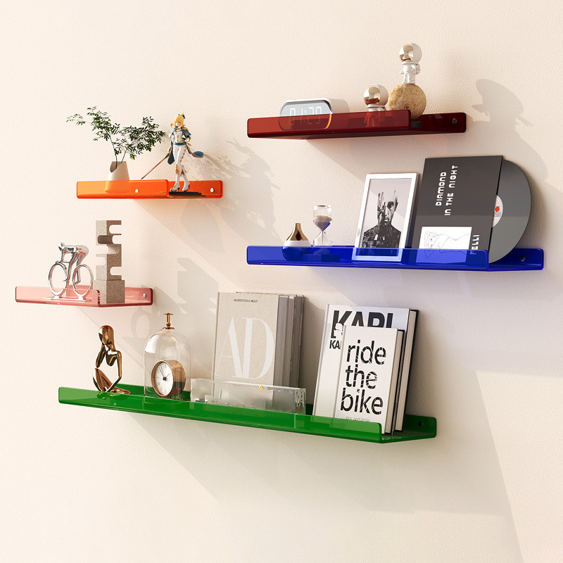 

Color Acrylic Wall Mounted Storage Rack Modern Bathroom Living Room Shelves Free Punching Wall Shelf Home Decorative Shelves