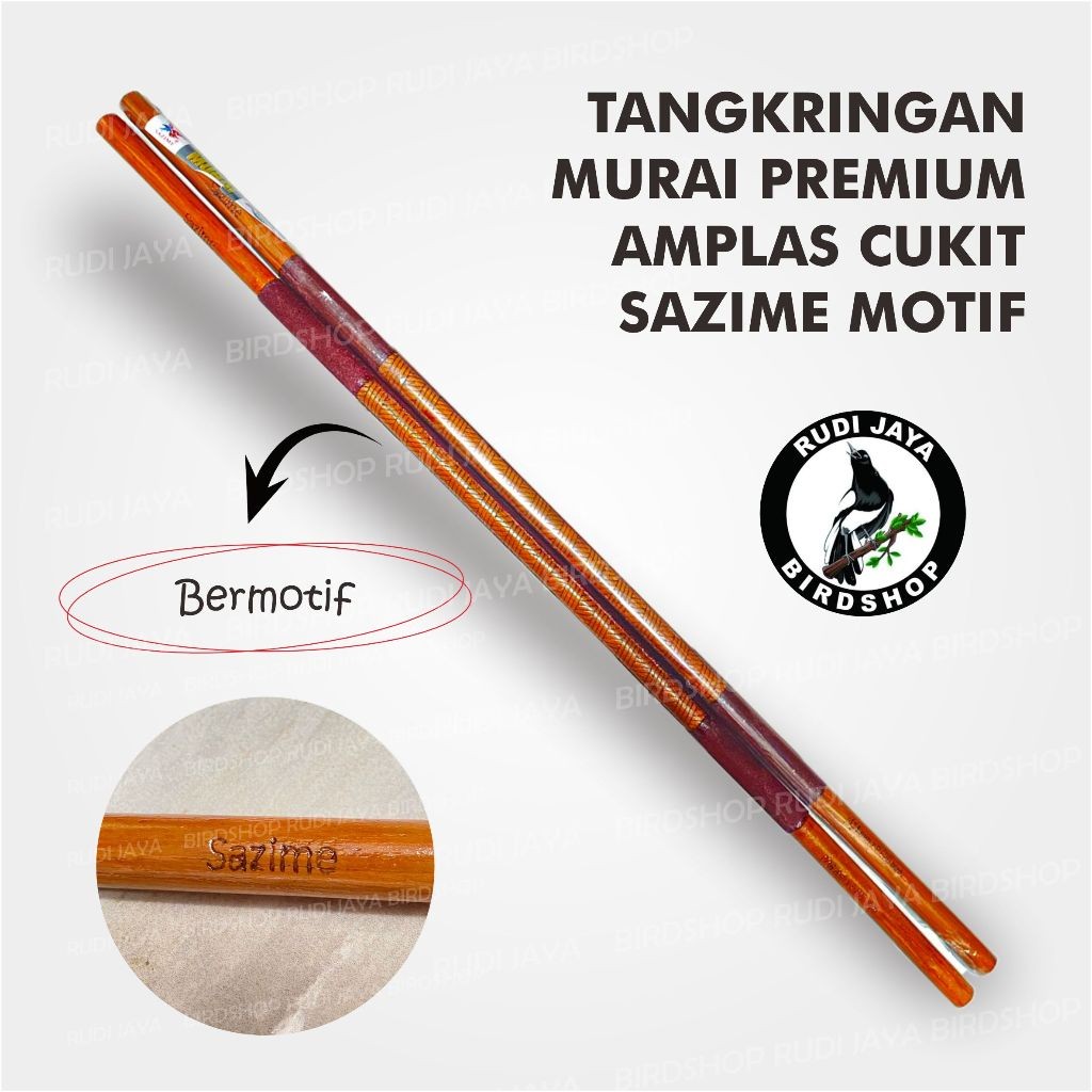 TANGKRINGAN SAZIME MURAI KACER KENARI PREMIUM 1 PCS JATI AMPLAS MOTIF LASER SANGKAR KADANG BURUNG
