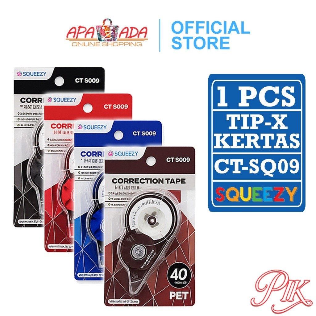 

Correction Tape 40M / Tip Ex Kertas / Tip X Correction Pen CT-SQ09 Warna Random