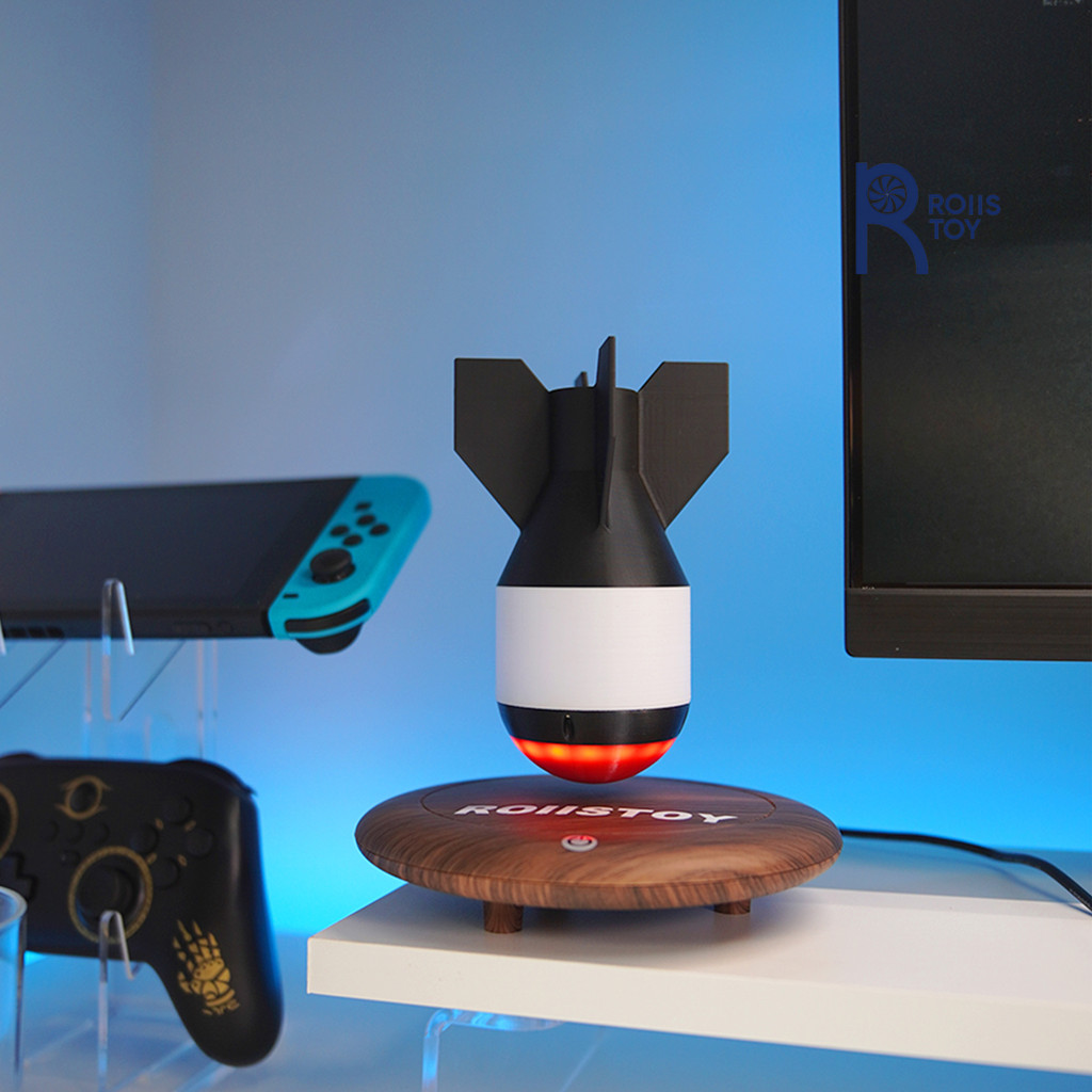 

Adjustable Floating Missile Model With RGB Light Base For Gaming Setup And Tech Enthusiasts Desk Decor Cool Gift For Men