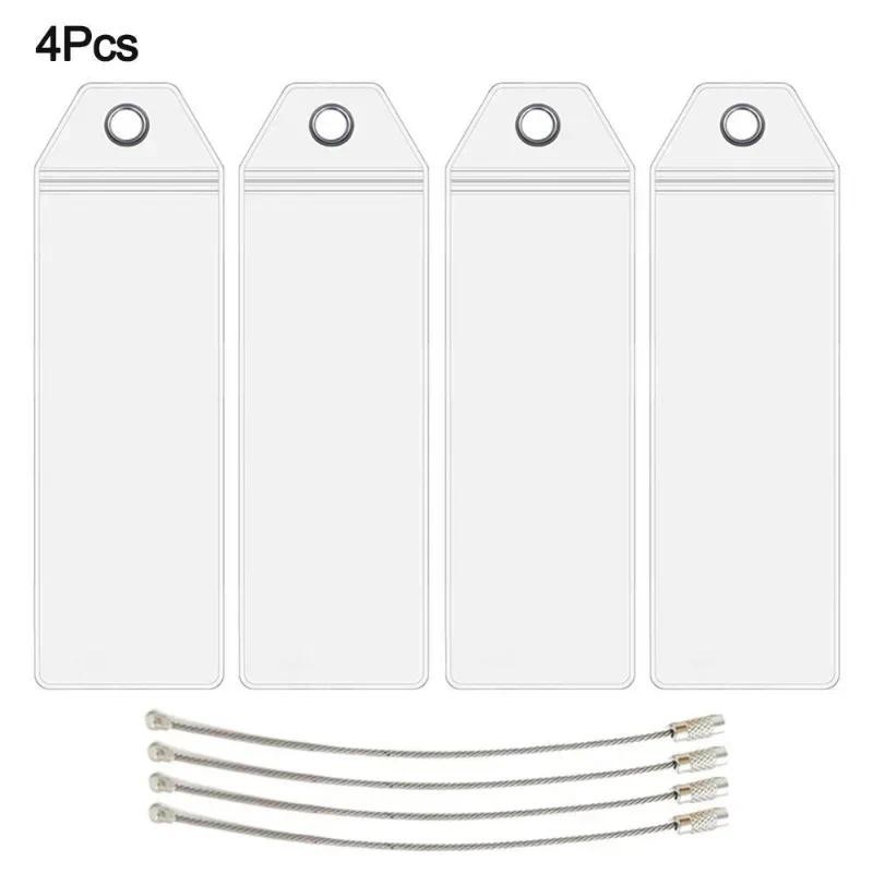 

4pcs Cruise Luggage Suitcase Tag Label Holder Zip Seal Steel Loops For Travel Baggage Labels