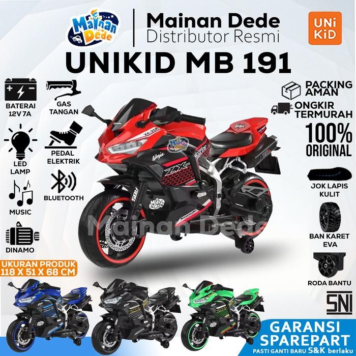 Mainan Motor Aki Anak YUKITA 738 KAWASAKI - Mb191 merah, DUS BAWAAN