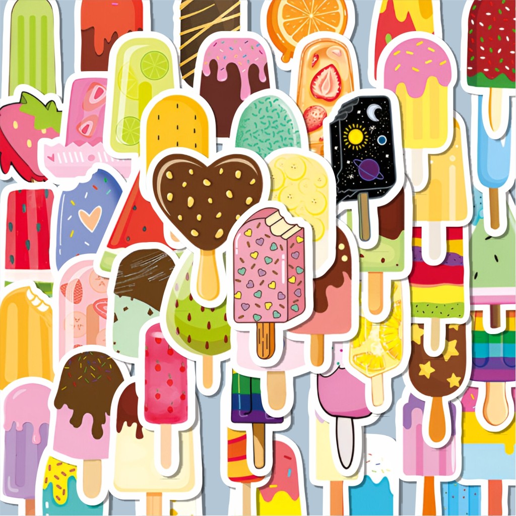 

100PCS Lucu Stiker Cute Ice Cream Series Stiker Aesthetic Stiker Anti Air Stikers Berperekat Waterproof sticker decal buat Motor Helm Buku Journal Koper Casing HP Laptop Botol Minum Hadiah anak