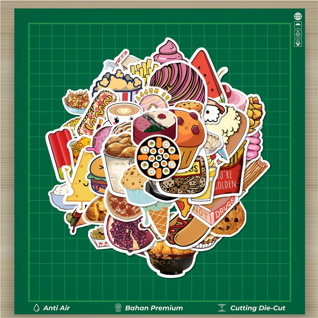 

HOT 50 PCS STIKER Stiker Cute and Delicious Food [Makanan Lucu dan Lezat] Stiker Fashion Cars Decal Dingin Kartu Album Custom Vinyl Anti Air- Sticker Aesthetic Buku Journal Koper Casing HP Tablet Laptop Helm Motor Botol Minum