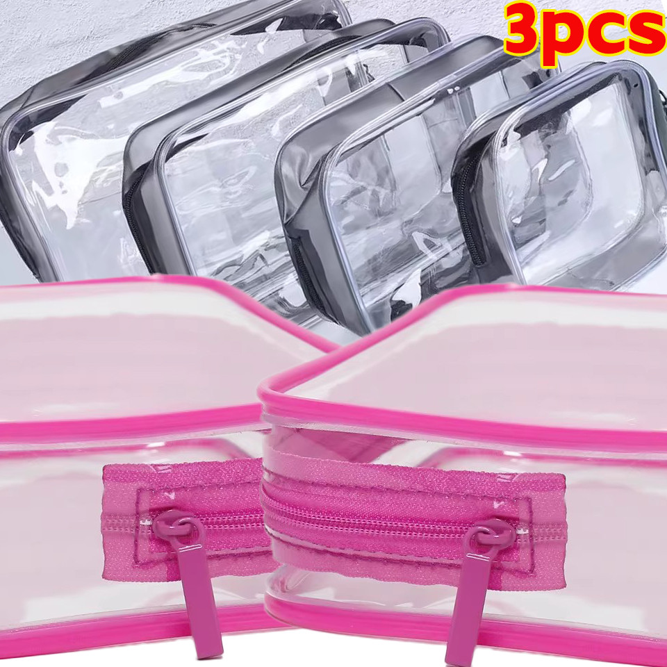 

3PCS Transparent Makeup Bag PVC Waterproof Storage Bags Multi-functional Travel Toiletry Bag Beach Swimming Storage Bag