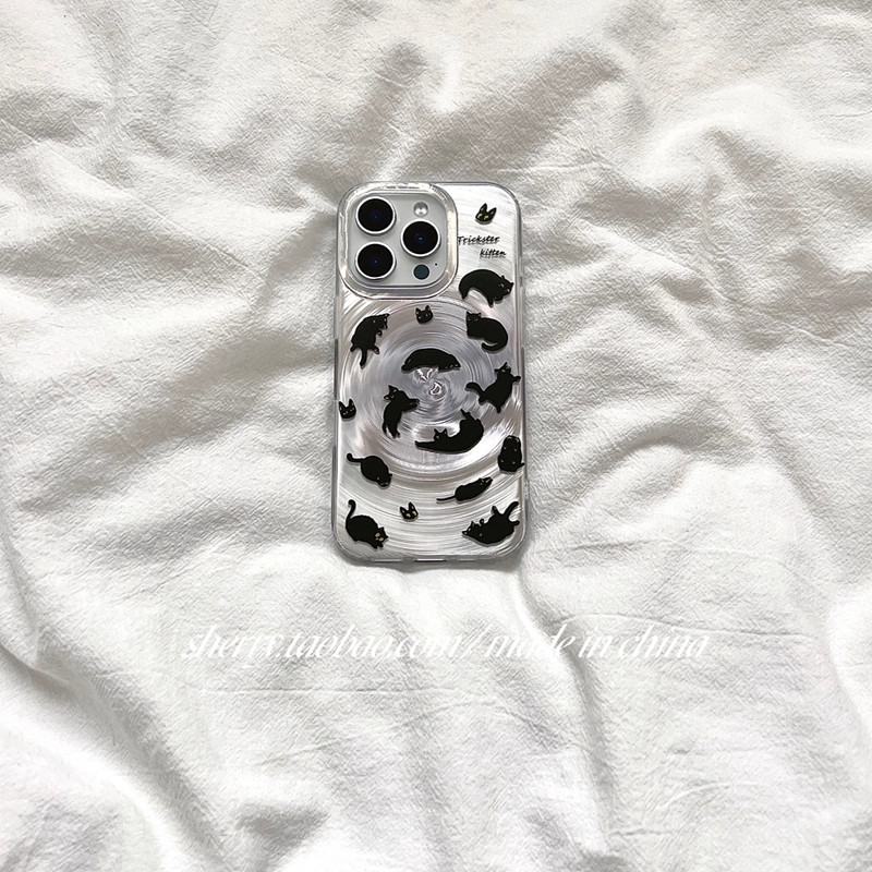Casing ponsel Kucing Gothik dengan Twist Metalik TPU iPhone X=XS XR XS MAX 7/8 7 PLUS=8 PLUS 11 11 P