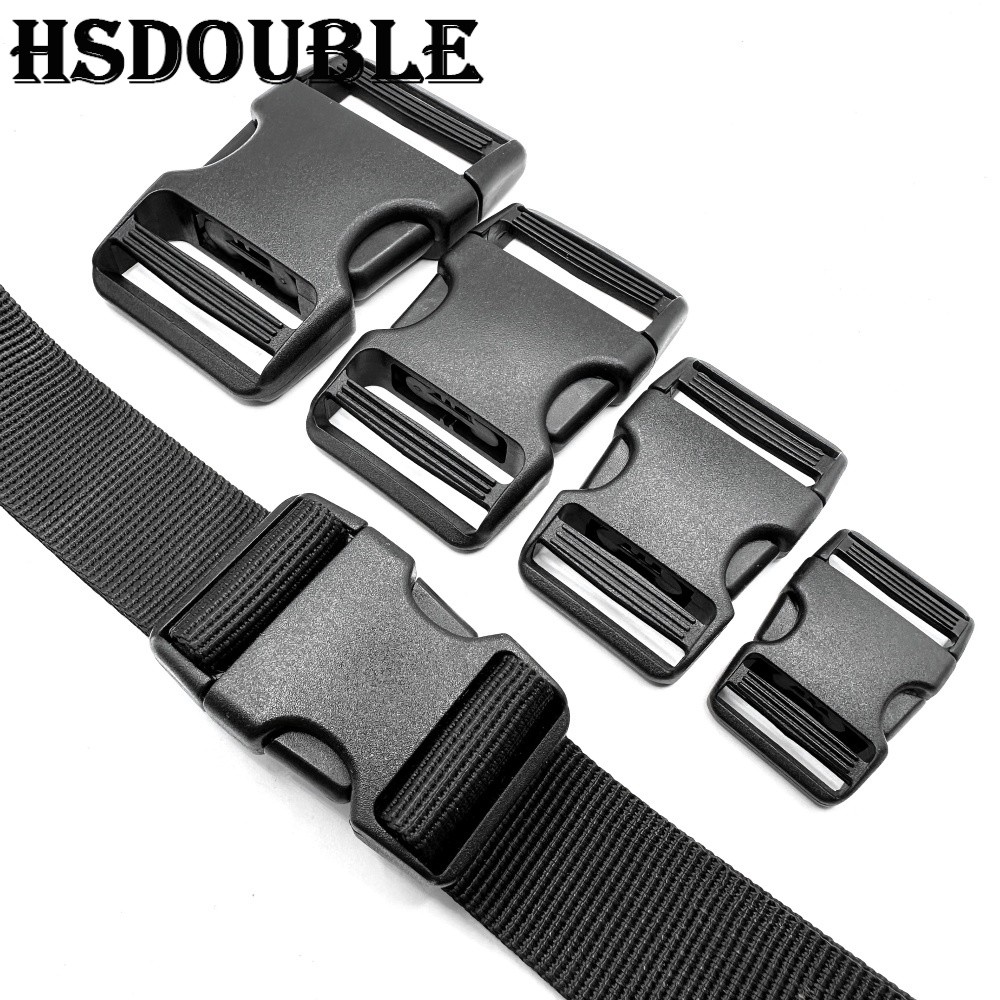 

4 Pcs/Pack Black Plastic Double-Way Adjustable Buckle Durable Backpack Clips for Strap Fastener