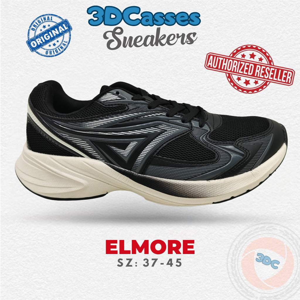 Ardiles Elmore Black White - Sepatu Running/Olah Raga Pria Dewasa Ardiles Original