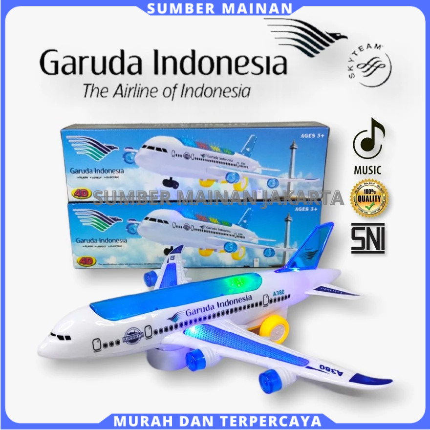 Mainan Pesawat A380/A330 Elektrik Anak  Lion Air, Garuda, Citilink, Batik Air Lampu & Suara Otomatis