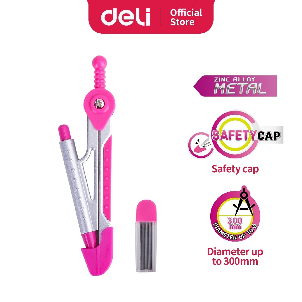 

Deli Jangka-Metal Sekolah Bahan aluminium untuk daya tahan ekstra Dengan tutup ujung yang aman E8616