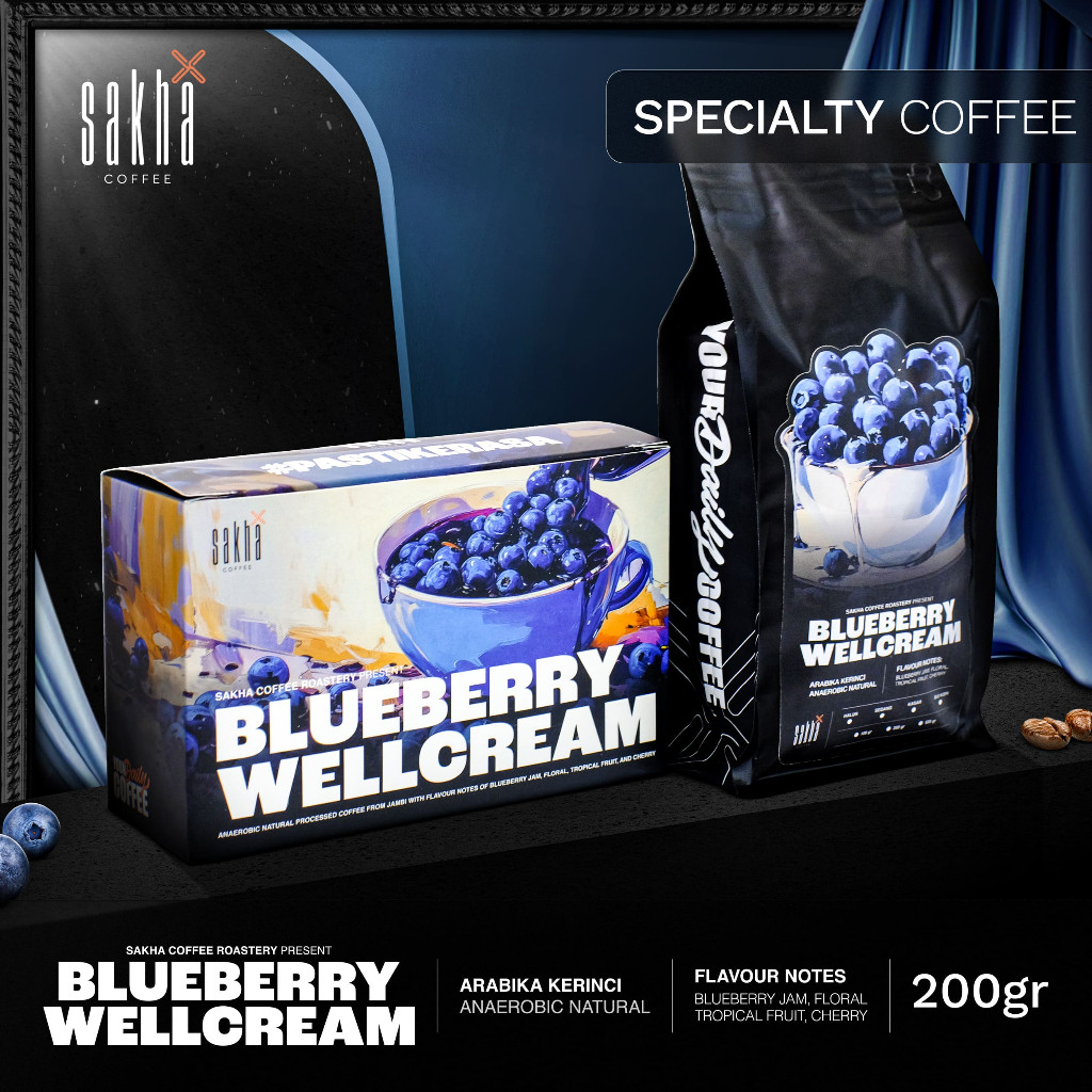 

Kopi Arabika Blueberry Well Cream Coffee Bean Arabica Biji Bubuk Coffe